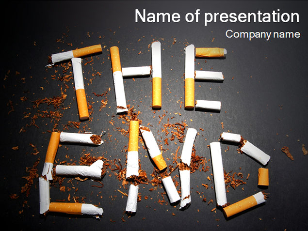 烟头创意 THE END 戒烟公益主题PPT模板